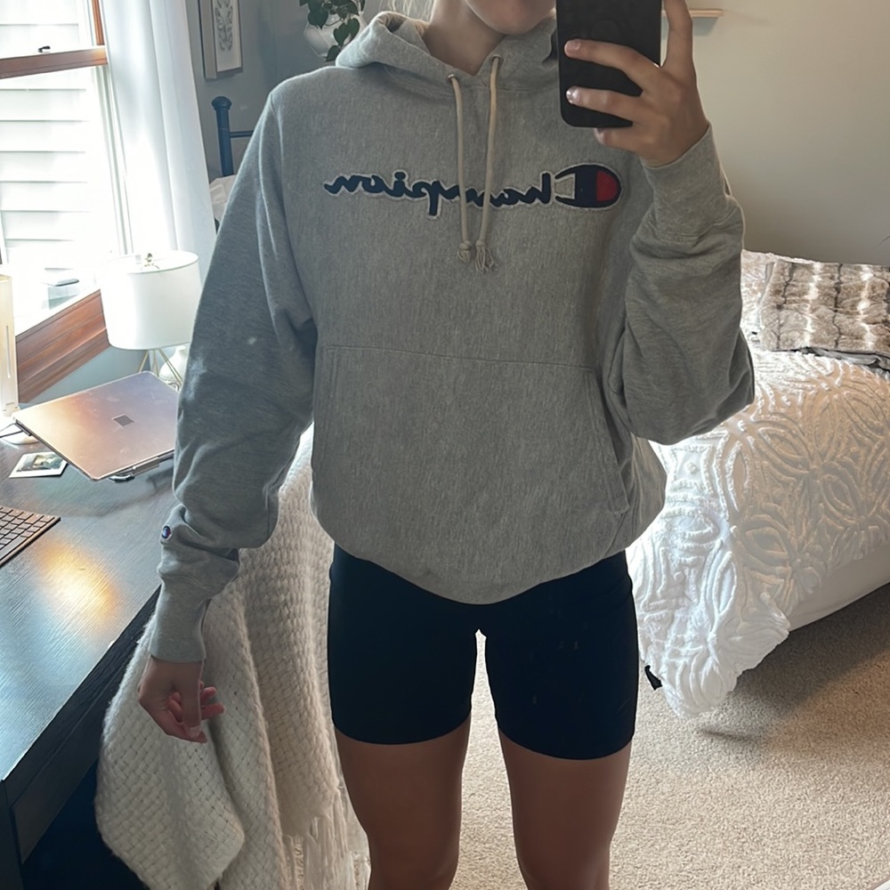 Grey champion reverse weave hoodie